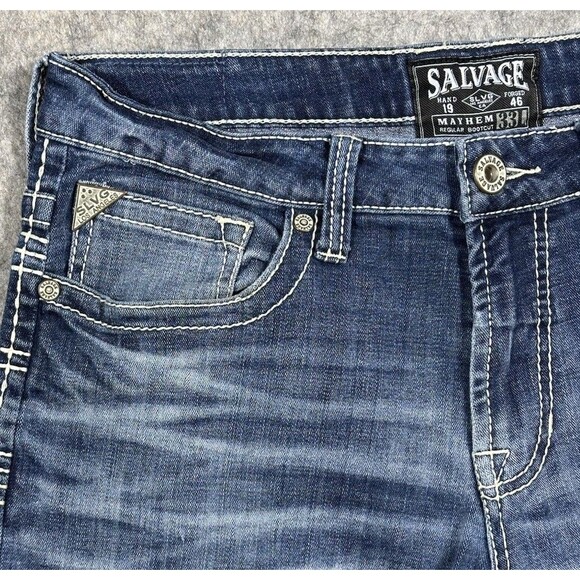 Buckle Salvage Mayhem Regular Bootcut Jeans Men’s 33L (35x33) Blue Denim READ - Picture 3 of 10